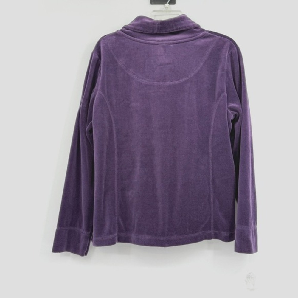 White Stag L Women HipHop Zip Velour Track Athletic Jacket Pockets Work Y2K Goth - Picture 2 of 7